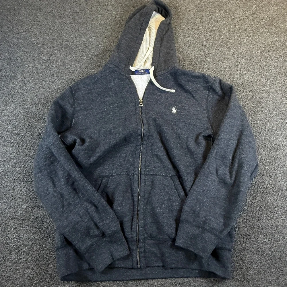 Polo Ralph Lauren Hoodie Mens XL 710625887016 Charcoal Grey Zip Up EUC